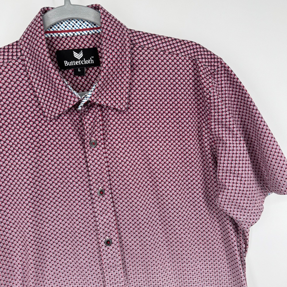 Buttercloth Men's Short Sleeve Button Down Shirt Geometric‎ Print